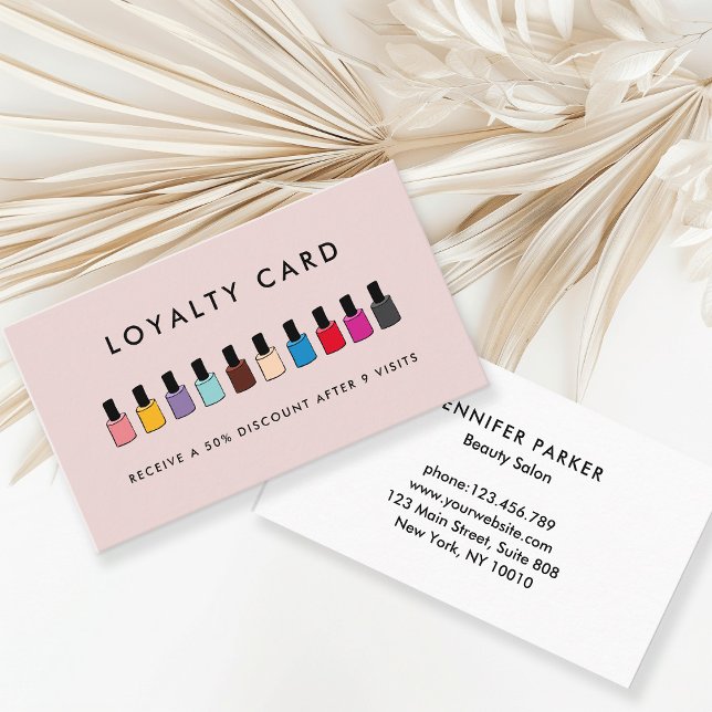 Modern, Nail Polish, 10- loyalty salon Business Card (Creator Uploaded)