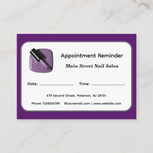 Modern Nail Salon Appointment Reminder Cards