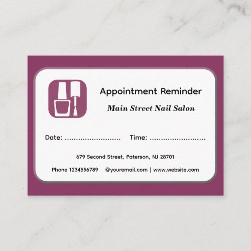 Modern Nail Salon Appointment Reminder Cards