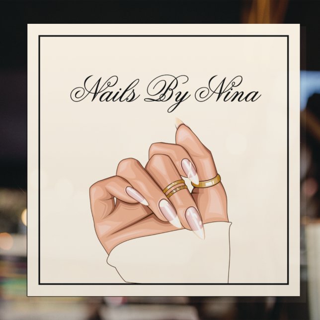 Modern Nail Salon Typography Manicurist Marketing Window Cling (Creator Uploaded)