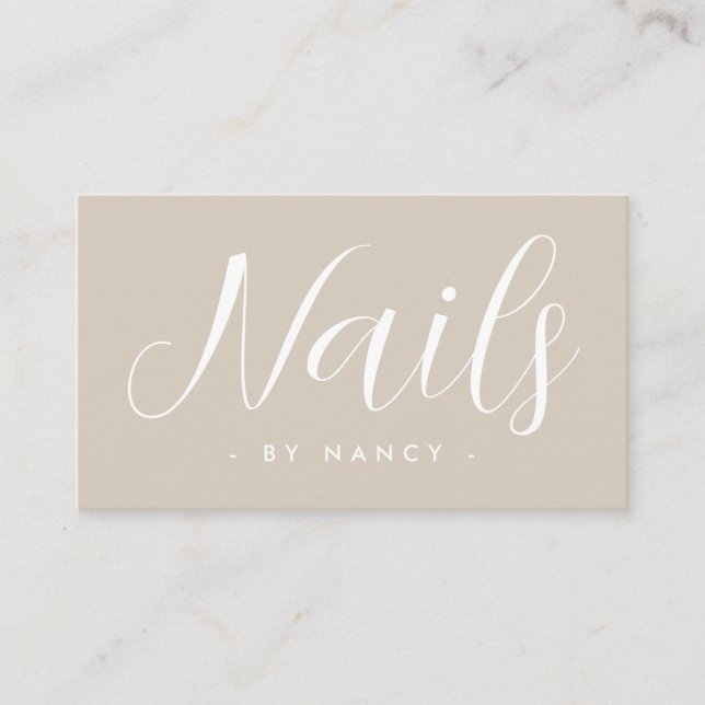 Modern Nail Salon Typography Script  Business Card (Front)