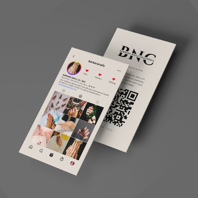 Modern Nail Tech Beauty Salon Pink IG Sand Beige Business Card (Modern Nail Tech Beauty Salon Pink IG Sand Beige Business Card
)