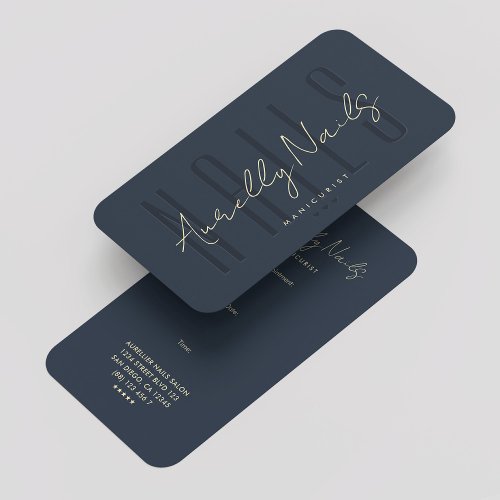 Modern Nail Tech Manicurist Dark Blue Appointment  Business Card