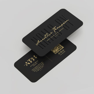 Modern Nail Tech Manicurist Monogram Elegant Black Business Card