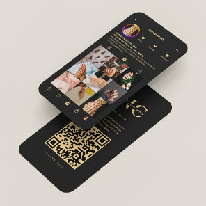 Modern Nail Technician Black Instagram  Business Card