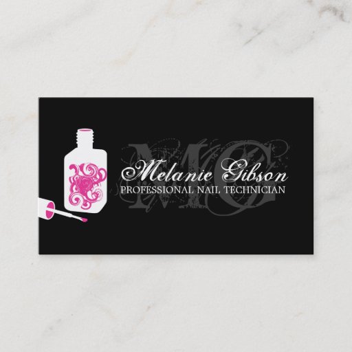 Customizable MODERN NAIL TECHNICIAN BUSINESS CARD