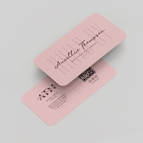 Modern Nail Technician Manicurist Elegant Pink  Business Card