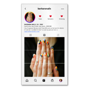 Modern Nails Beauty Salon Instagram Nail Artist Business Card Magnet