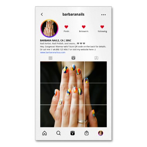 Modern Nails Beauty Salon Instagram Nail Artist  Business Card Magnet