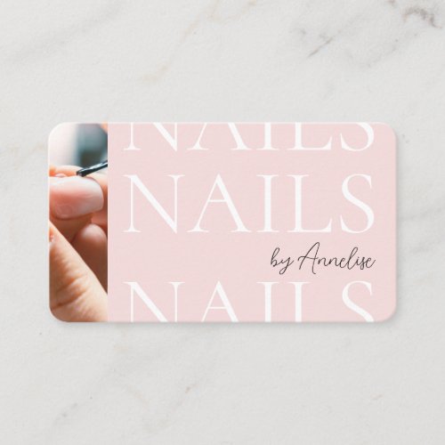 Modern Nails Blush Pink Social Icon QR Code Photo Business Card