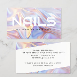 Modern nails nail technician stylist foil business cards