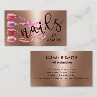Modern Nails Rose Gold Foil Business Card