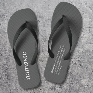 Modern Namaste Gift For Yoga Teacher Black Simple Flip Flops