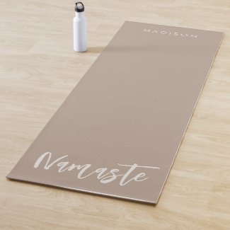 Modern Namaste Name Mushroom Brown Cotton White