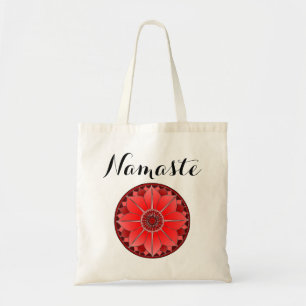 Modern Namaste Red Mandala Tote Bag