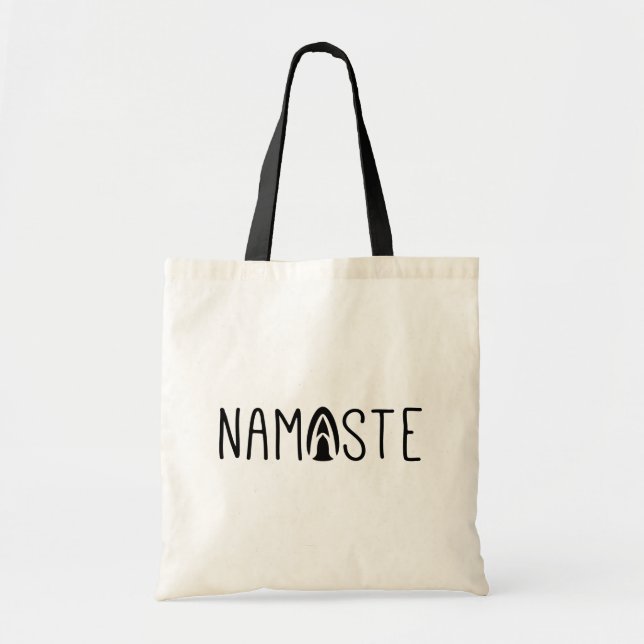 Modern Namaste Yoga Greeting Tote Bag (Front)
