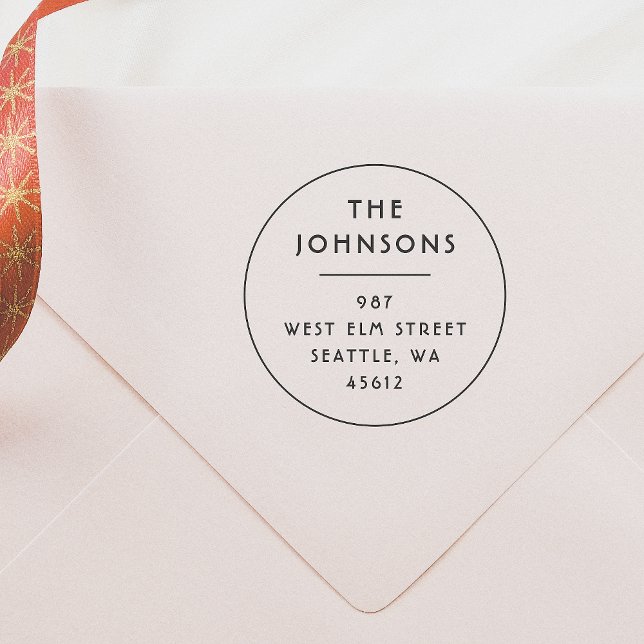 Modern Name & Address Typography Round Self-inking Stamp (Creator Uploaded)