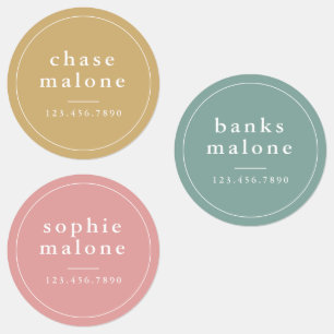Modern Name and Phone Number Waterproof Labels