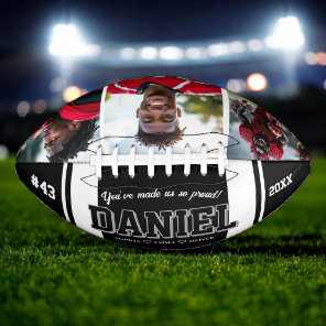 Modern Name and Text Photo Keepsake Gift Football
