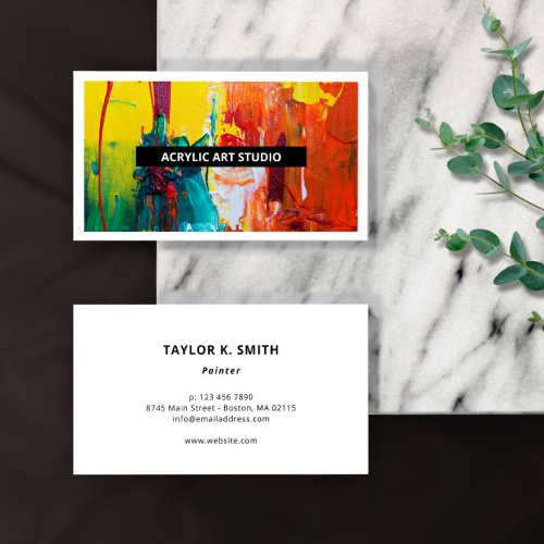 Modern Name Artwork Artist Art Studio Business Card