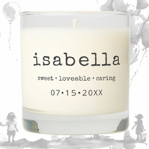 Modern Name Attributes Date Scented Candle
