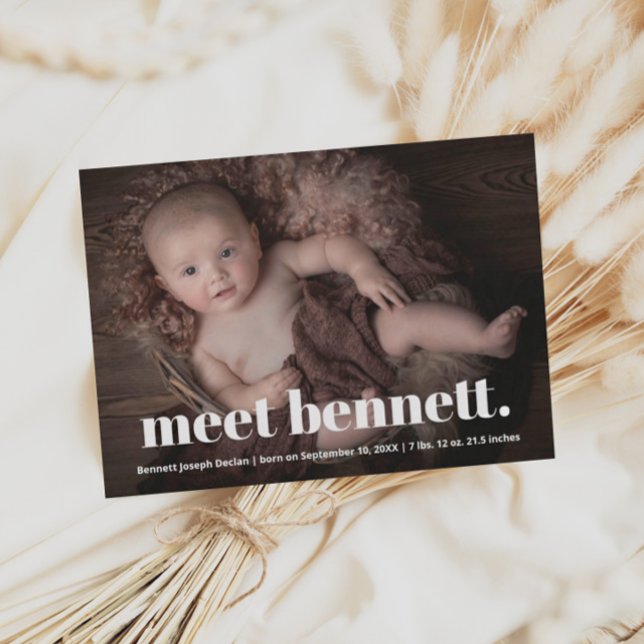 Modern Name Baby Photo Birth Announcement (Creator Uploaded)