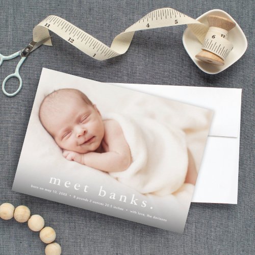 Modern Name Baby Photo Birth  Announcement Postcard