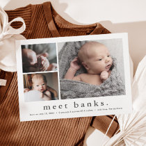 Modern Name Baby Photo Collage Birth Announcement Postcard