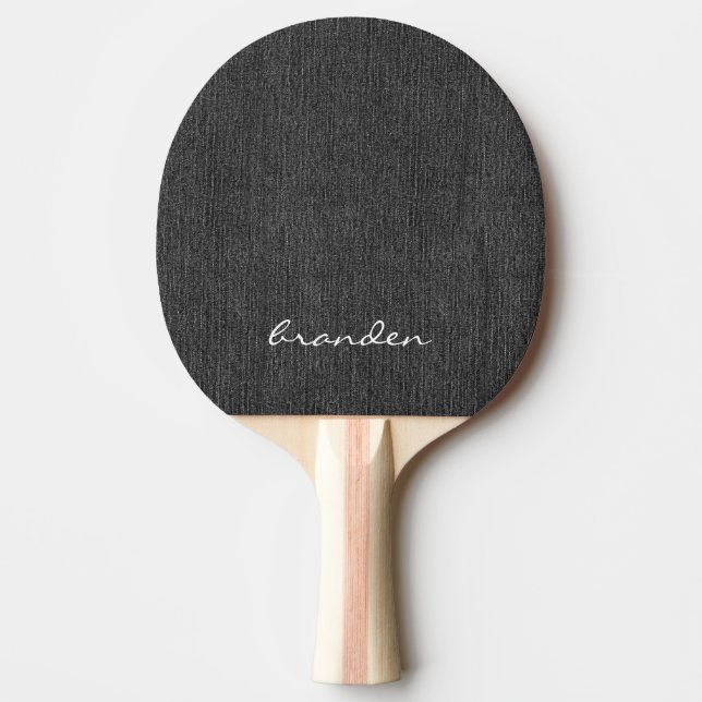 Modern Name Black Denim Print Ping Pong Paddle (Front)