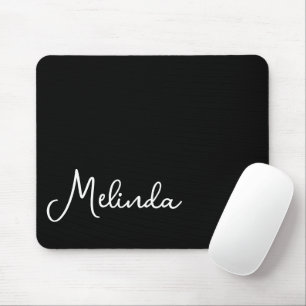 Modern Name Chic Black & White Mouse Pad