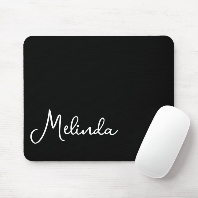 Modern Name Chic Black & White Mouse Pad (With Mouse)
