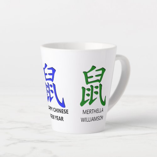 Modern Name Chinese New YEAR OF THE RAT Latte Mug