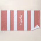 Modern Name Coral Pink Striped Pool