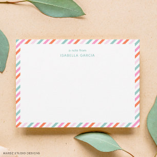 Modern Name Cute Colorful Note Card