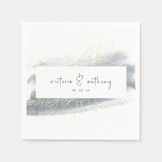 Modern Name Date Wedding Napkins (Front)