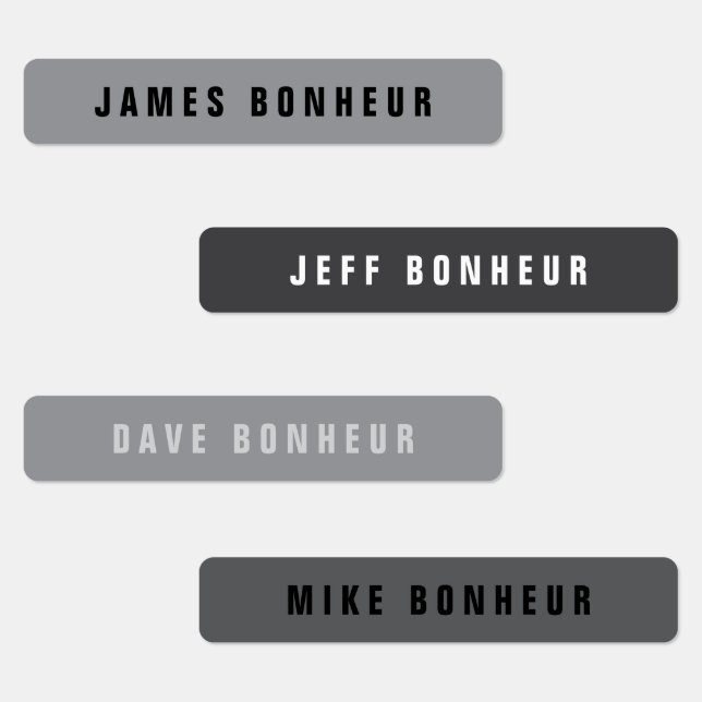 Modern Name | Grays Black & White Iron-on Clothing Labels (Group)