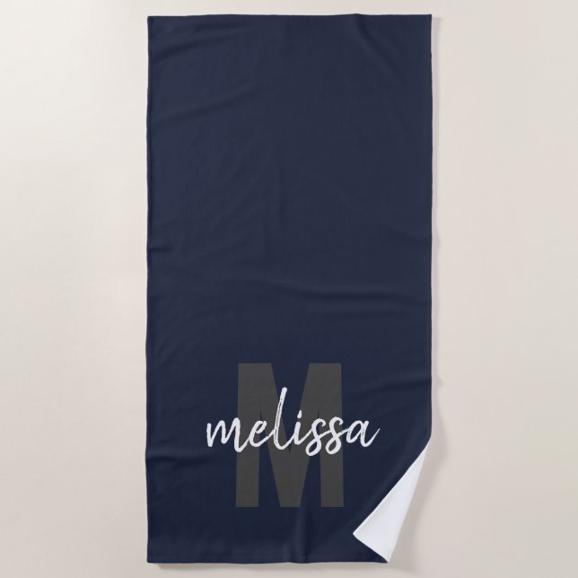 Modern Name Handwritting Brush Calligraphy Beach Towel (Front)