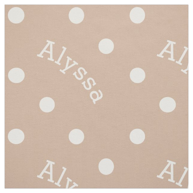 Modern Name Khaki Sand Beige Polka Dot Fabric (Swatch)