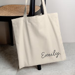 Modern Name | Minimalist Stylish Trendy Monogram Tote Bag<br><div class="desc">Simple,  stylish & trendy tote bag in a modern handwritten font in a scandinavian 'scandi' minimalist design style. This product can be easily personalized with your name or the name of a loved one for the perfect gift for a birthday,  hen party,  wedding,  christmas and lots more!</div>