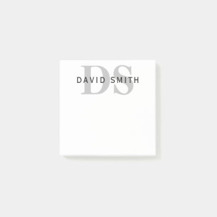 Modern Name & Monogram Black White & Grey Post-it Notes