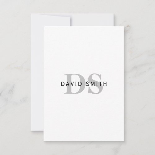 Modern Name  Monogram  Black White  Grey Thank You Card