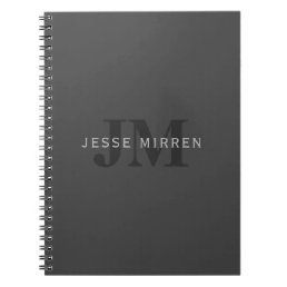 Modern Name &amp; Monogram | Dark Greys Notebook