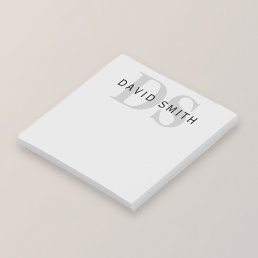 Modern Name &amp; Monogram | Editable Gray &amp; Black Post-it Notes