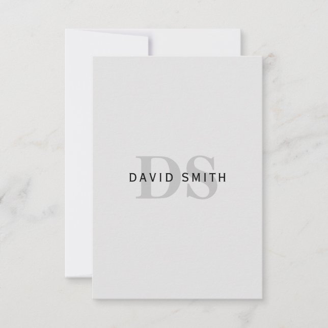 Modern Name & Monogram | Editable Gray & Black Thank You Card (Front)