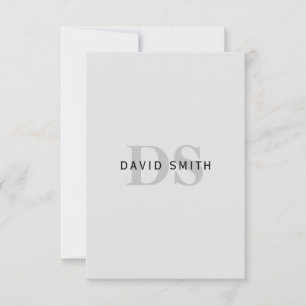 Modern Name & Monogram   Editable Gray & Black Thank You Card