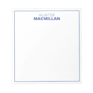 Modern Name Monogram Framed Personalized Blue Notepad