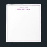 Modern Name Monogram Framed Personalized Purple Notepad<br><div class="desc">This modern notepad features a simple two line monogram and thin frame.  Use the template form to add your personalization.</div>
