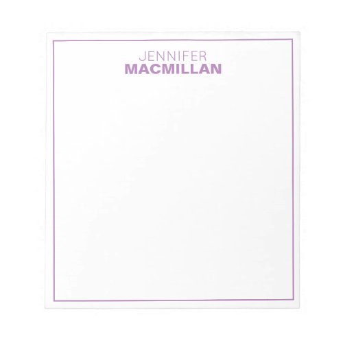 Modern Name Monogram Framed Personalized Purple Notepad