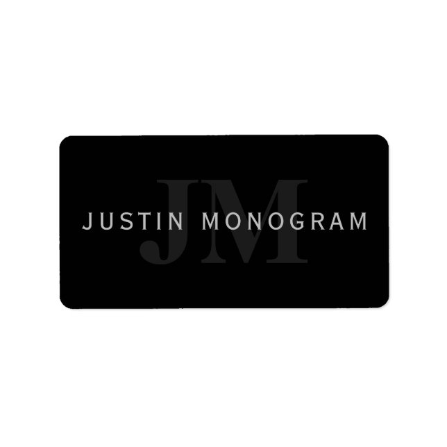 Modern Name & Monogram | Gray & Black Label (Front)