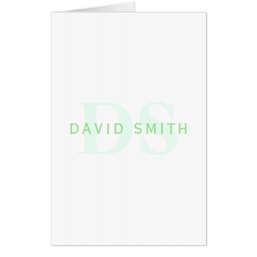 Modern Name  Monogram  Green  White Card
